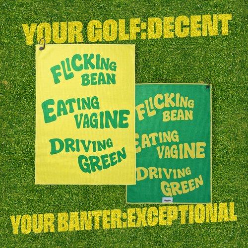 Shanker Golf - Funny Golf Towel - Microfiber Printed Hilarious Golf Accessory for Men - Two-Sided Reversible Towel