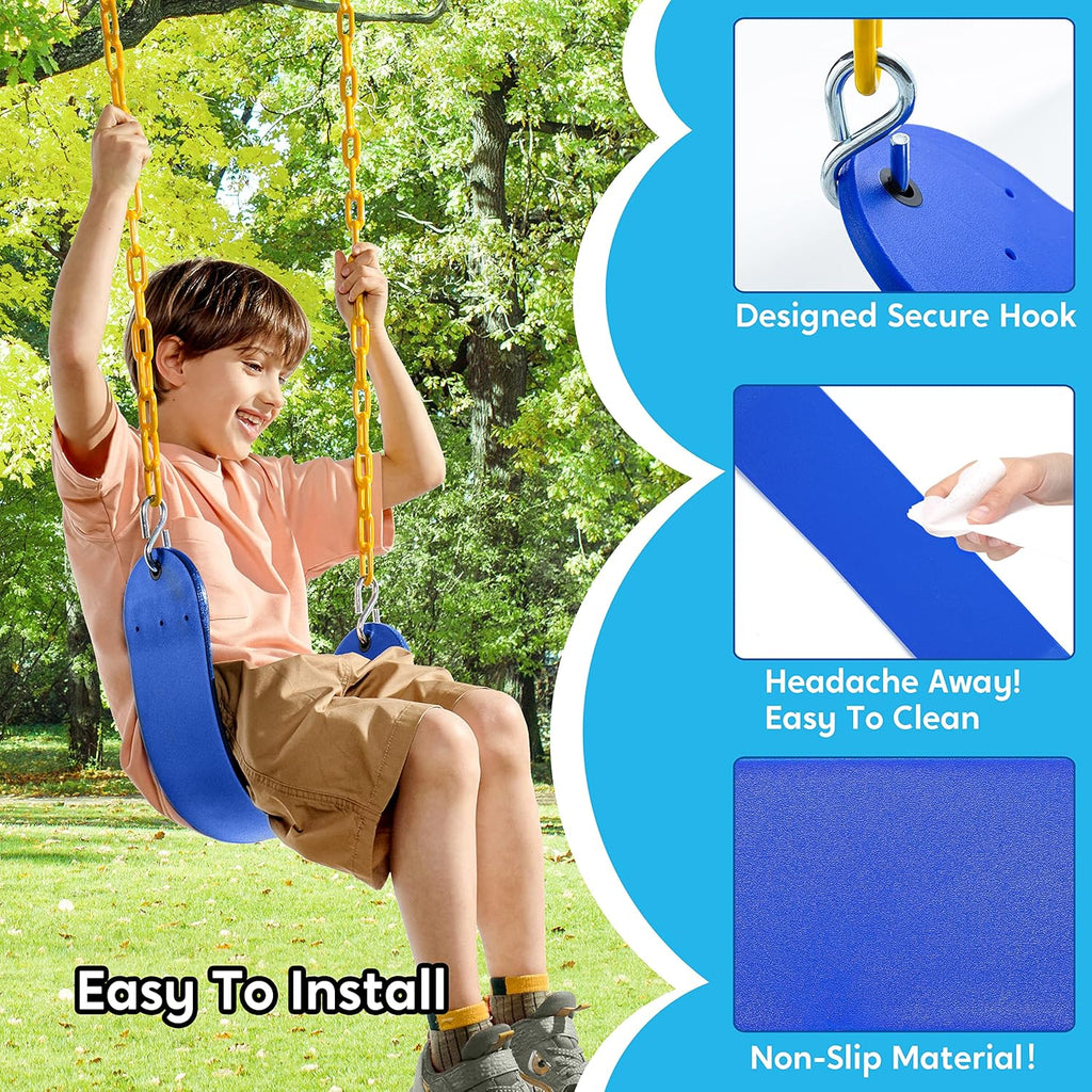 TURFEE Swing Seat Replacement Kit - 2 Pack with 66" Heavy Duty Chains & 4 Snap Hooks | Blue