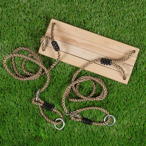 Hey! Play! Wooden Swing - Adjustable Nylon Rope Backyard Swing for Kids - Brown, 80-SA-062