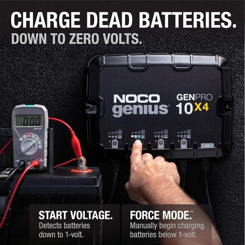 NOCO Genius GENPRO10X4 Onboard Battery Charger - 4-Bank, 40A, Waterproof, 12V with Overcharge Protection & Temperature Compensation