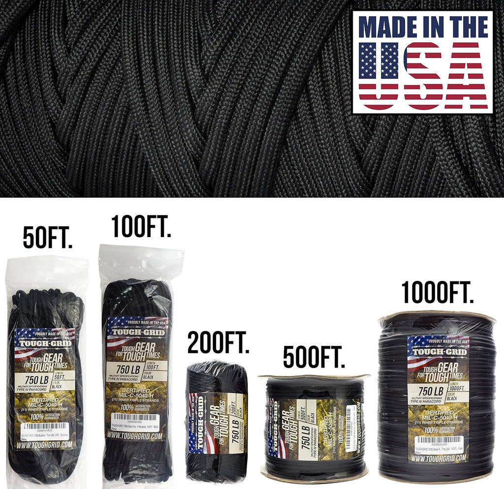 TOUGH-GRID 750 Paracord - Military Grade Nylon Rope for Tactical Survival | Made in USA