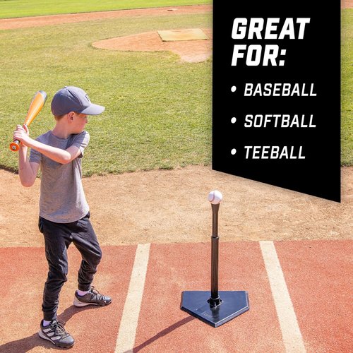 GoSports Batting Tees - Adjustable Rubber Hitting Tee for Baseball & Softball | Jr. or Standard Size
