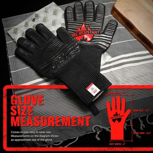 Glove Station Heat Resistant BBQ Gloves - Insulated Oven Mitts with Extra-Grip Silicone | Ideal for Cooking & Grilling