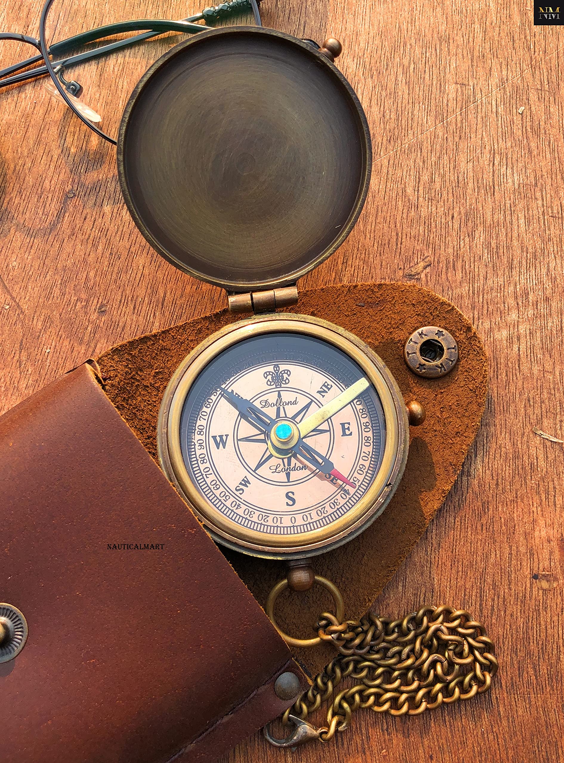 Ralph Waldo Emerson Quote Brass Compass Do not go Poem Compass with Leather Case for Graduation, Baptism, Confirmation - Brass Pocket Compass Gifts