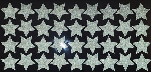 LiteMark Reflective White 1 Inch Stars Sticker Decals for Helmets, Bicycles, Strollers, Wheelchairs and More - Pack of 36