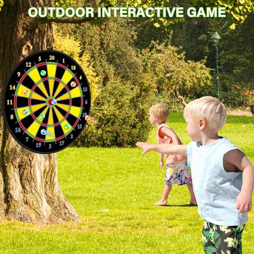Large Dart Board - Double-Sided Kids Dart Board with Sticky Balls & Darts | Indoor/Outdoor Fun for Ages 3-12