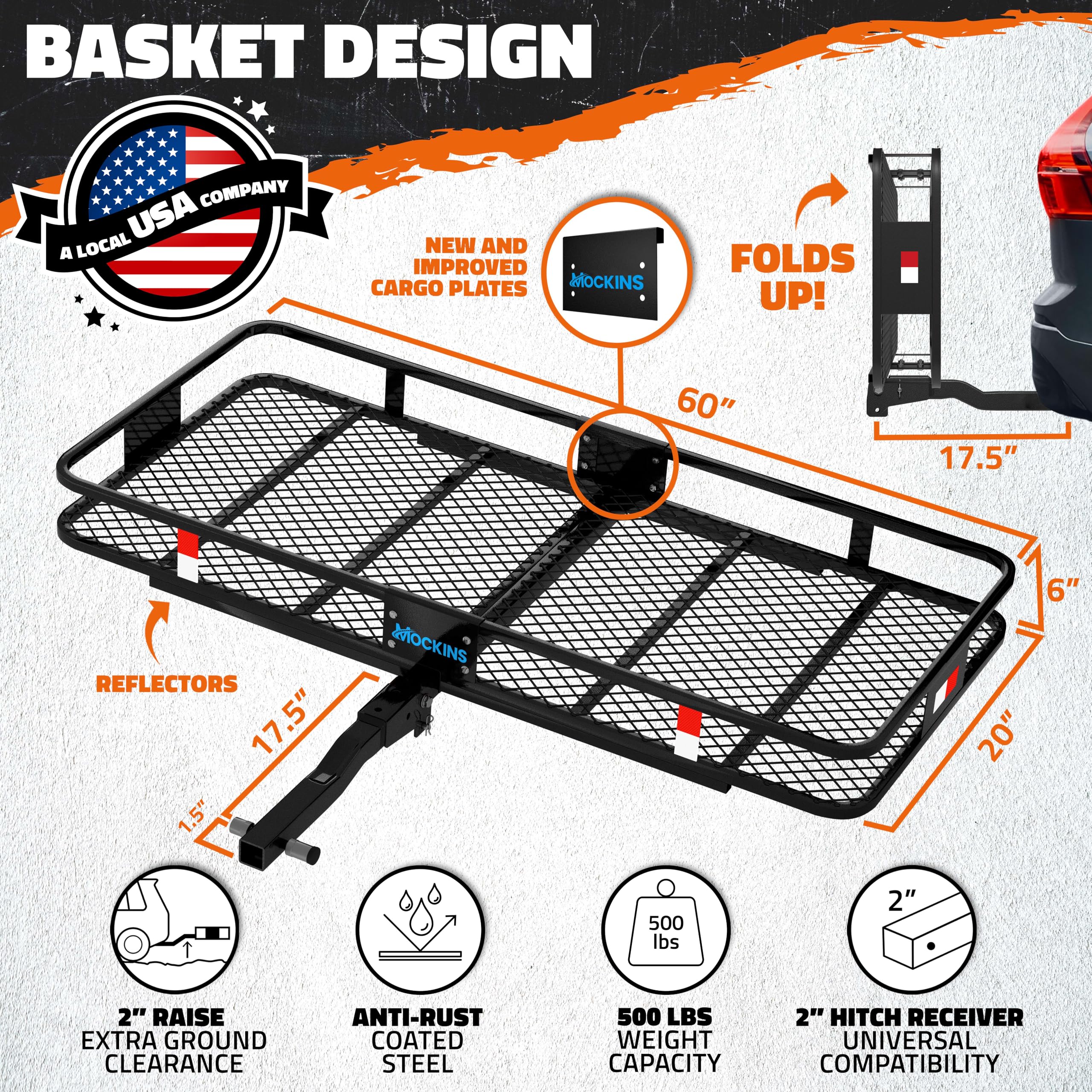 Mockins 500 Lbs. Capacity Folding Luggage Rack for SUV Car Truck & RV