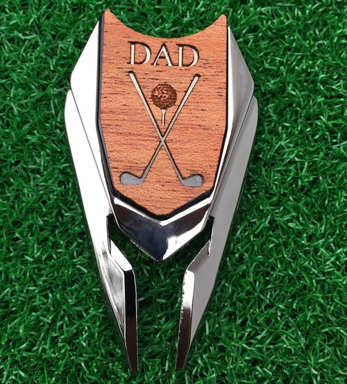 The Quintessential Hostess DAD Engraved Golf Gift Divot Tool and Ball Marker in Teak Wood - Dad Personalized Gift, Dad, Gift for Dad, Dad Birthday Gift