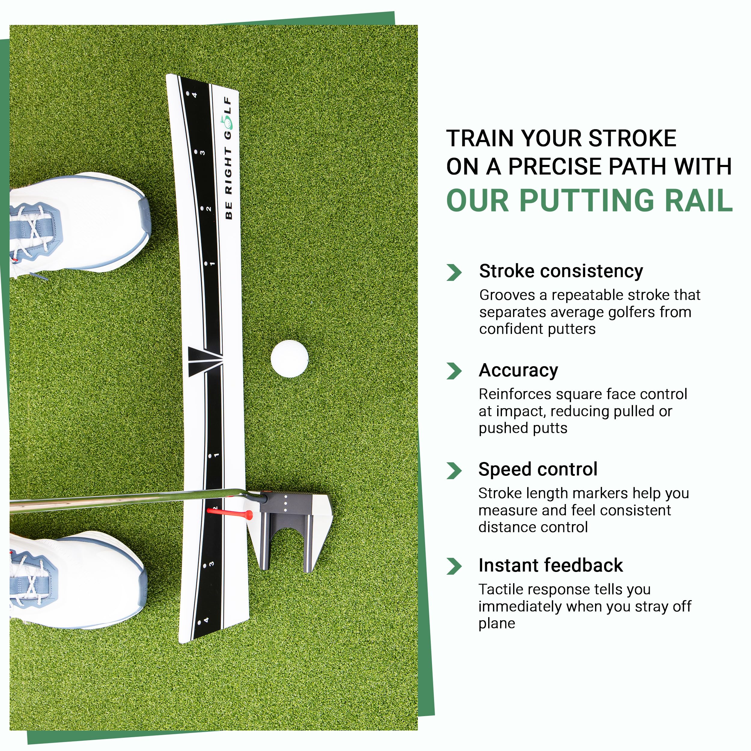 Putting Plane Rail – Portable Golf Putting Stroke Trainer for Indoor & Outdoor Use – Golf Training Aid for Putting - Improve Accuracy, Distance Control & Consistency