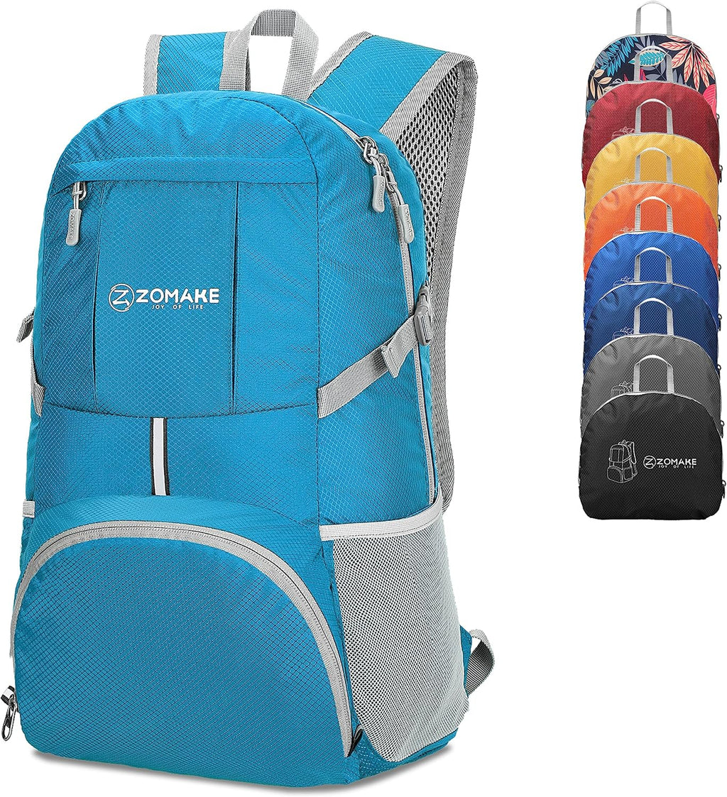 ZOMAKE Lightweight Packable Backpack - 35L Water-Resistant Folding Hiking Bag | Compact Travel Day Pack (Light Blue)