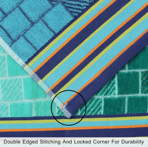 COTTON CRAFT Oversized Hooded Beach Towel - XXL 35x84 Soft Cotton Velour - Big Kahuna Blue Tiles
