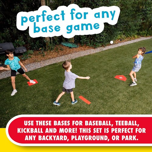 Franklin Sports Baseball Base Set - Portable Rubber Bases for Baseball & Softball | Easy Setup Red