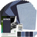 KING MOUNTAIN Iron-On Repair Patches - 20 Pack Denim Patches for Jeans | 3" x 4.25", 100% Cotton
