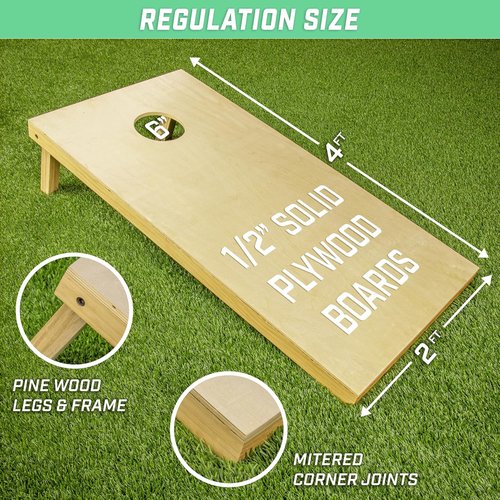 GoSports Solid Wood Cornhole Sets - Premium Game Boards with 8 Toss Bags | Choose 4x2 ft or 3x2 ft