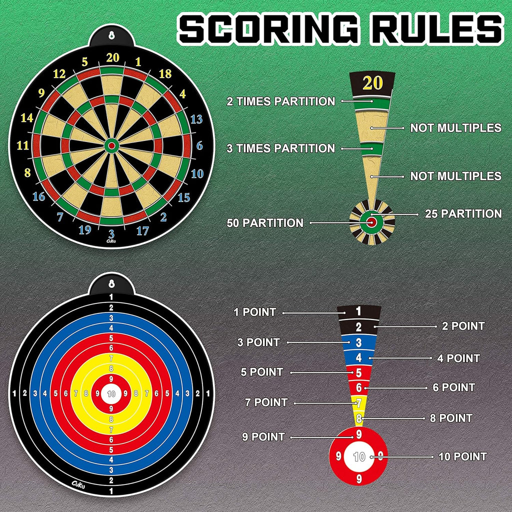 Skiennix Dart Board - 12-Piece Magnetic Darts Set - Perfect Indoor Game for Kids Ages 5-12