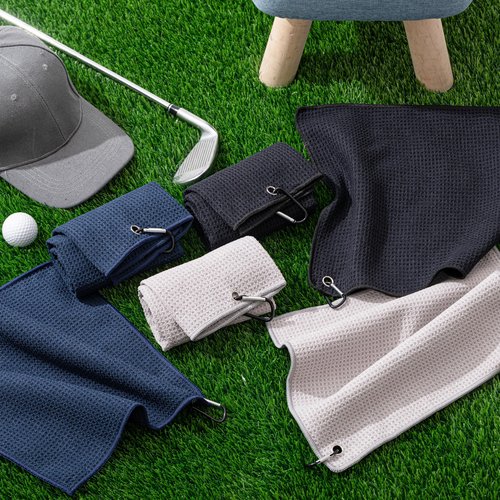 Hahafelt 6 Pack Large Golf Towels Set with Clip, 24 x 16, 12 x 12 Portable Microfiber Fabric Waffle Cleaning Pattern Golf Towel for Bag, Club Accessories for Men, Removing Sand, Mud, Dirt