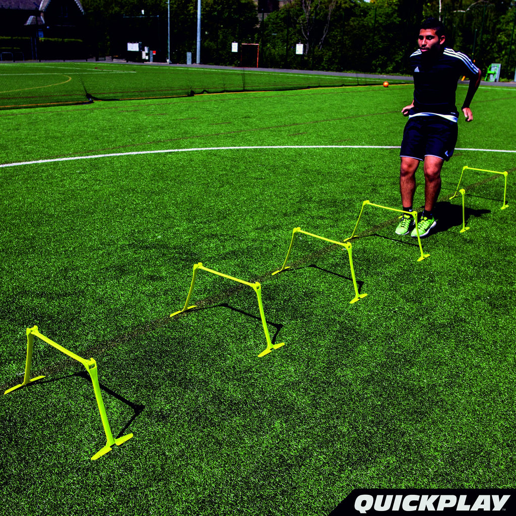 QUICKPLAY PRO Quick-Click Adjustable Speed Hurdles, Set of 6 | 3 Heights in One (6", 9", 12") | All-in-One Agility & Plyometric Training Hurdles | Patented, Portable & Durable