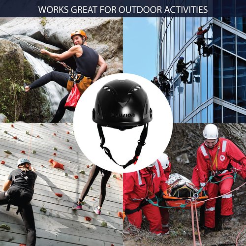 Fusion Climb Meka II Climbing and Zipline Safety Helmet - Black, 6.25-Inch H x 10.3-Inch L x 8.25-Inch W