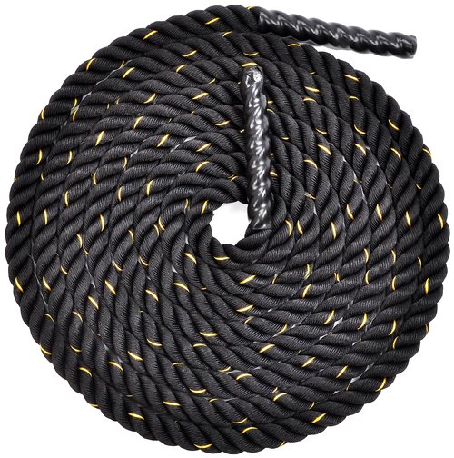 Fitvids Battle Rope 1.5Inch 2 Inch Diameter Poly Dacron 30 FT – 40 FT – 1.5-Inch, 30FT – Black