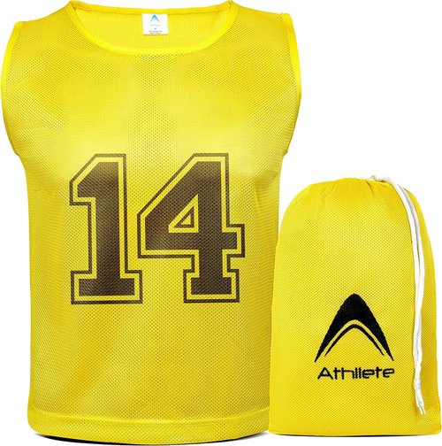 Athllete 12 Pcs Duramesh Pinnies | Numbered Scrimmage Vests for Kids & Adults - Soccer Jerseys