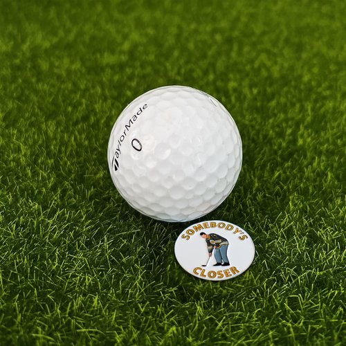 Play and Repeat Happy Gilmore Somebodys Closer Golf Ball Marker with Magnetic Hat Clip - Funny Golf Gift for Men - Golf Accessories and Gifts