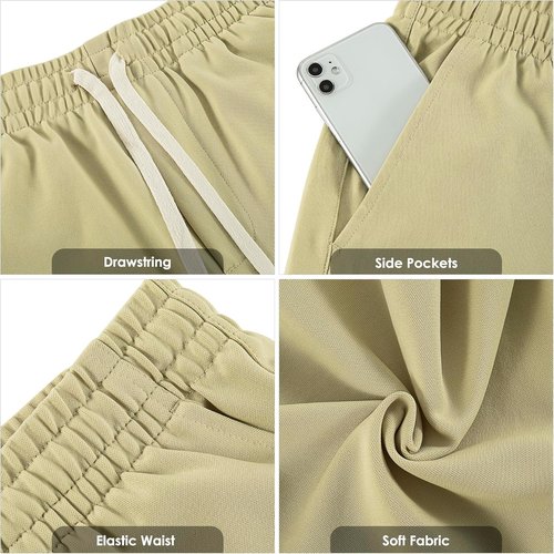 Lkrhzevg Men's Casual Beach Shorts - Elastic Waist, Drawstring, Athletic with Pockets | Perfect for Running & Vacation