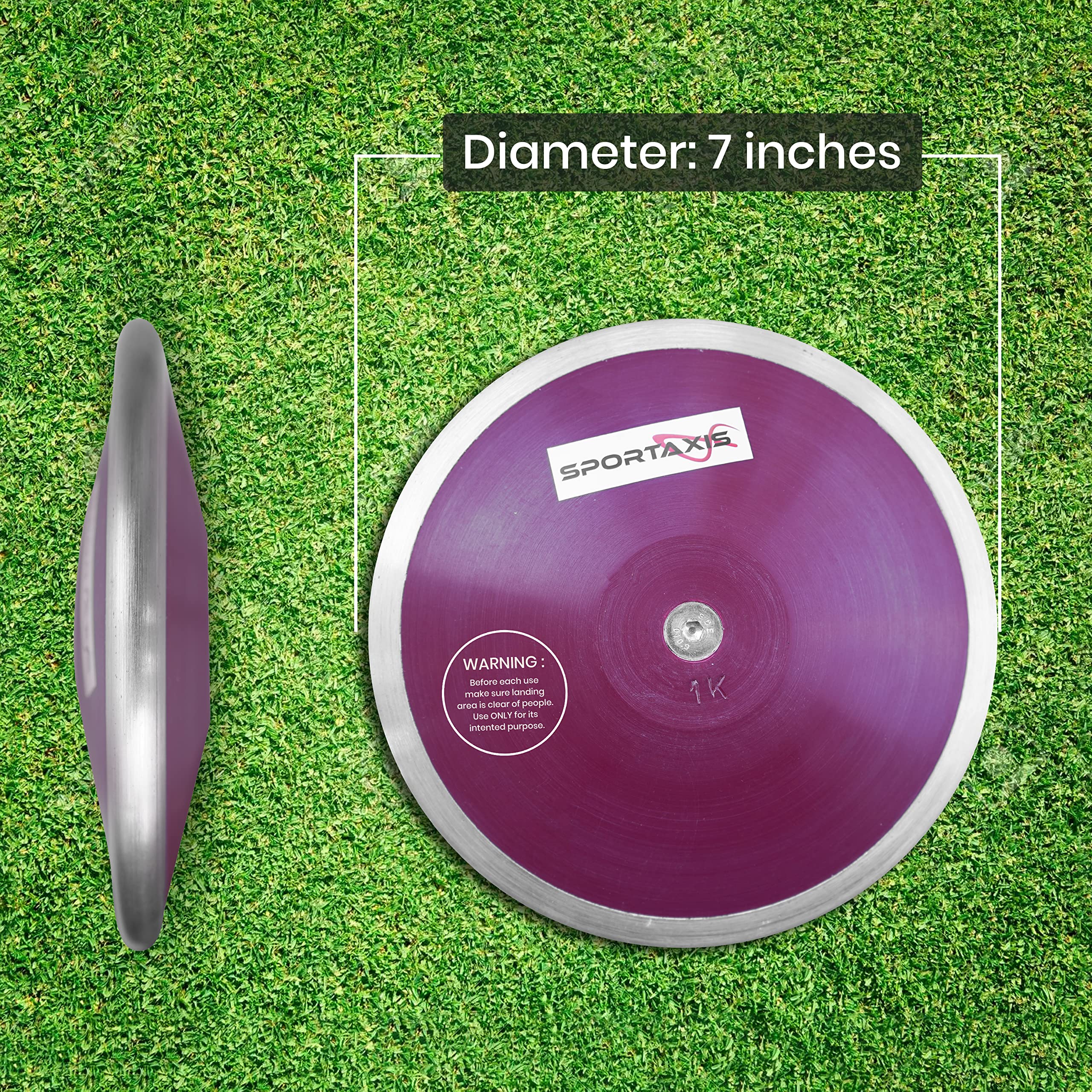 SPORTAXIS 1 Kg Training Discus for Men and Women - Throwing Discus for High School & College Throwers - High Spin, Low Spin - Ideal for Track, Field Practice & Competition - 73% Rim Weight