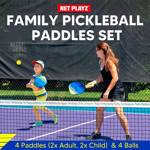 Pickleball Set - Pickleball Paddles Family 4-Pack, USAPA Approved 2 Child-Size & 2 Adult-Size | Family Set for Kids, Parent-Child Adult/Junior,Blue