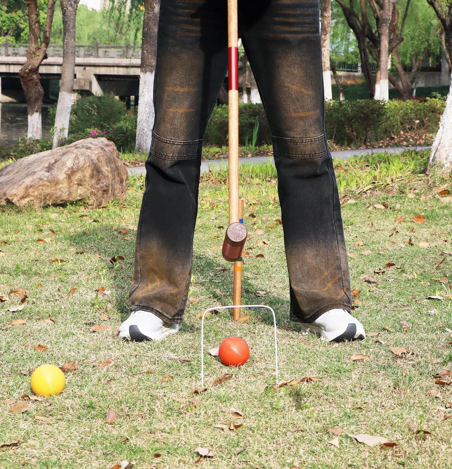 Sport Beats Croquet Set - Six Player Rubberwood Mallets, 32 Inch, Carry Case & Accessories for Outdoor Fun