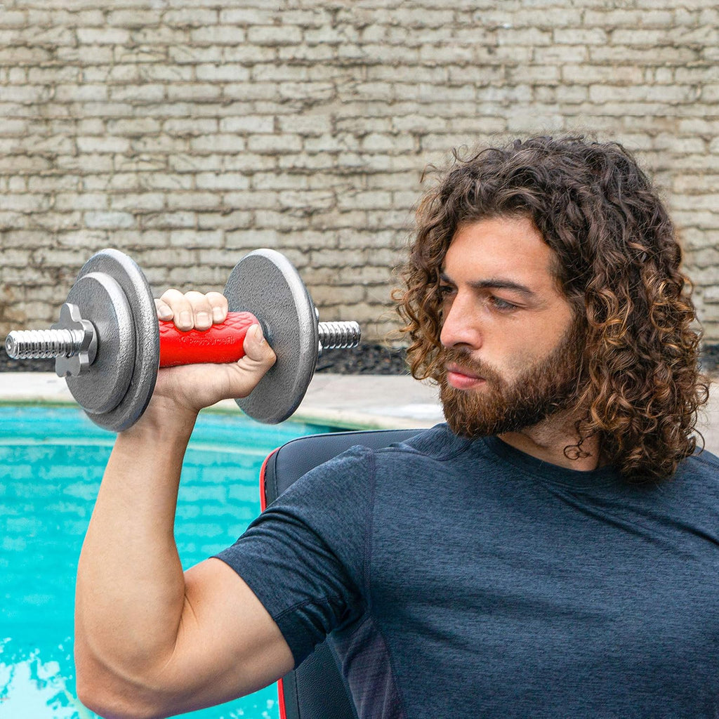 ProsourceFit Thick Grips - 1.9-Inch Axle Bar Adapter for Weightlifting & Strength Training | Red