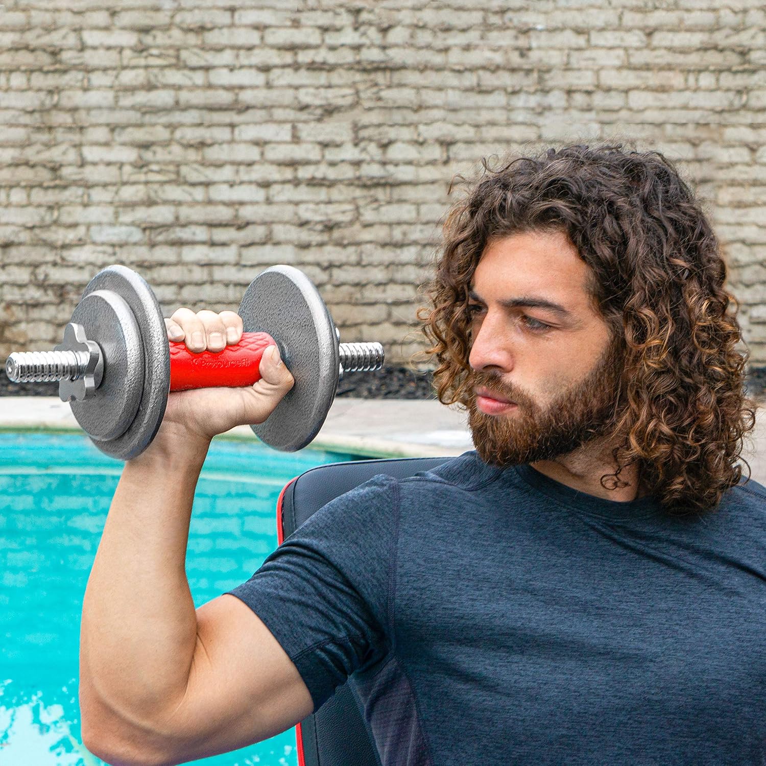 ProsourceFit Thick Grips - 1.9-Inch Axle Bar Adapter for Weightlifting & Strength Training | Red