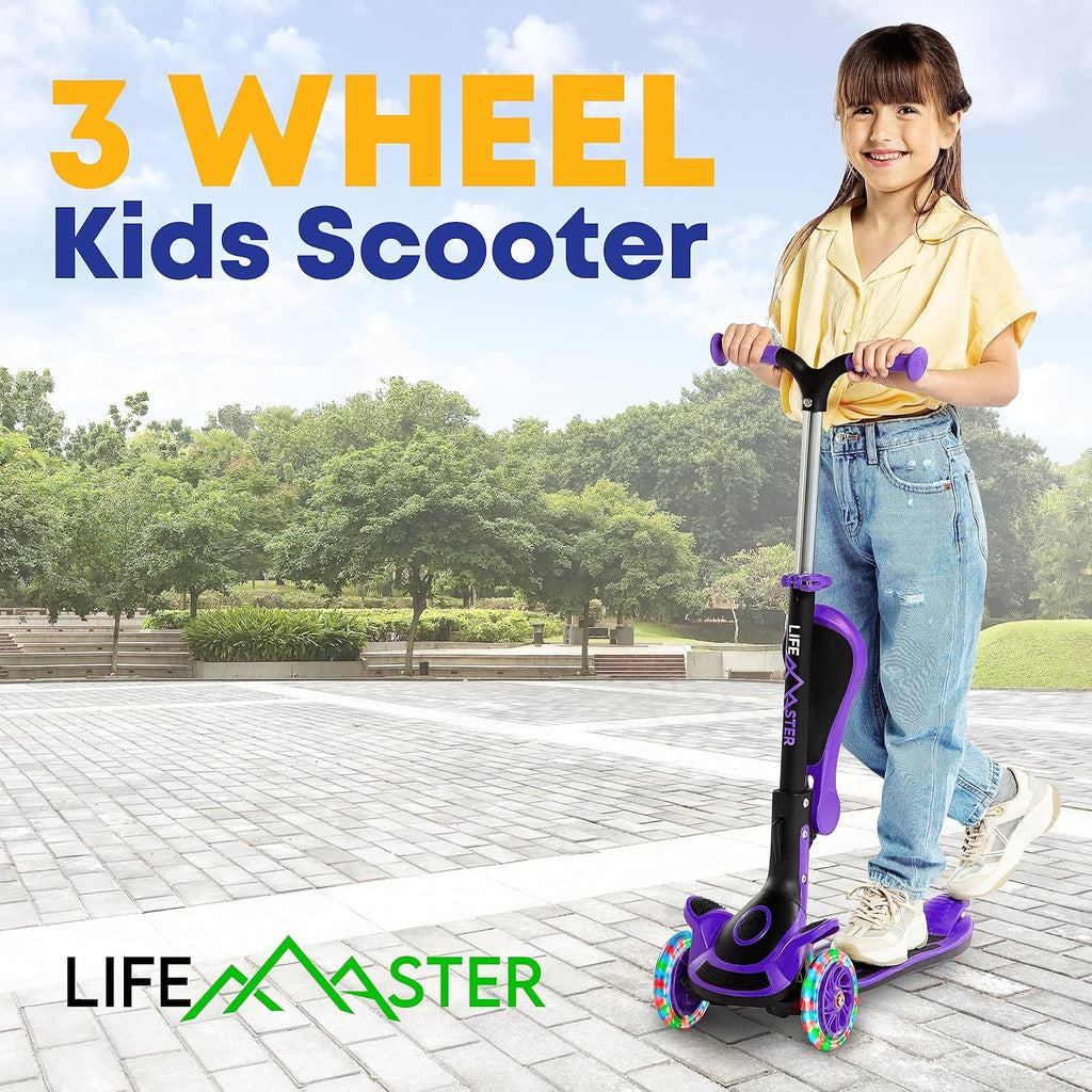 3 Wheel Scooter for Kids by [Brand Name] - Foldable Seat, Adjustable Handlebar & LED Wheels | Ages 2+