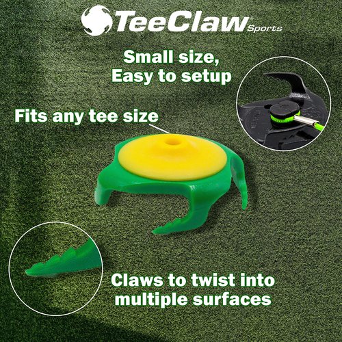 Tee Claw Golf Tee Holder, Golf Mat Tee, Golf Alignment String, Baseball Agility Training for Indoor and Outdoor, Made in The USA (4 Pack Black/Yellow)