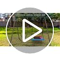 Hapfan Metal Kids Swing Set with Double Tree Swings for Backyard Play
